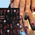 Halloween 5D Nail Stickers Skull Pumpkin Head Nail Art Supplies Nail Art Decoration (Halloween A)