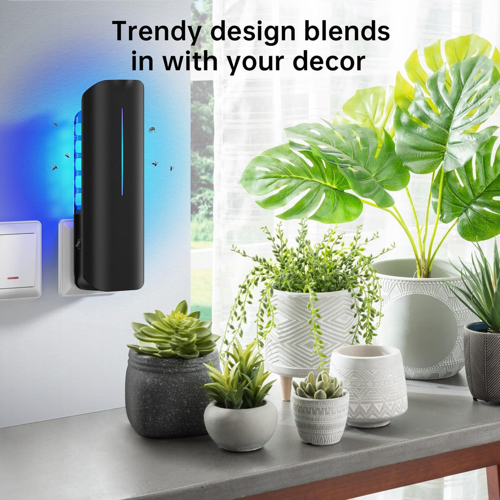 Flying Insect Trap Plug In Mosquito Bug Zapper Indoor Gnat Moth Catcher With 9W Night Uv Light, 10 Sticky Glue Board Refills For Home Office
