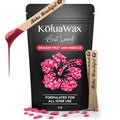 KoluaWax Hard Wax Beads for Hair Removal – Coarse Hair Formula – Face, Brazilian, Underarm, Back Chest, Bikini Waxing – Dragon Fruit & Hibiscus, 1lb Refill for Wax Warmers & 10 Applicator Sticks