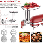 Metal Meat Grinder Attachment For Kitchenaid Stand Mixer, Meat Grinder For Kitchen Aid Includes 4 Grinding Plates, 3 Sausage Stuffer Tubes, 2 Grinding Blades, Food Grinder Attachment For Kitchenaid
