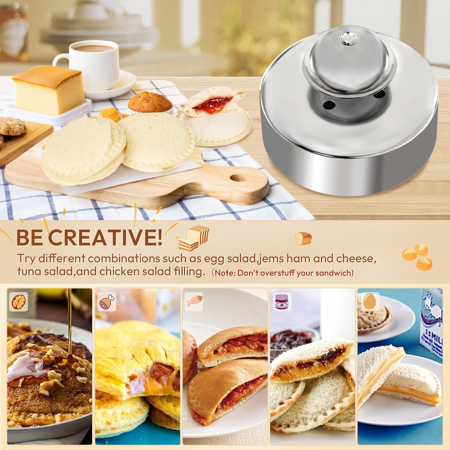 Gelbira Sandwich Cutter, Sandwich Cutter And Sealer, Sandwich Maker, Peanut Butter And Jelly Sandwiches Tool/Pbj Cutter, Sandwich Maker For Kids, For Thanksgiving/Christmas Day