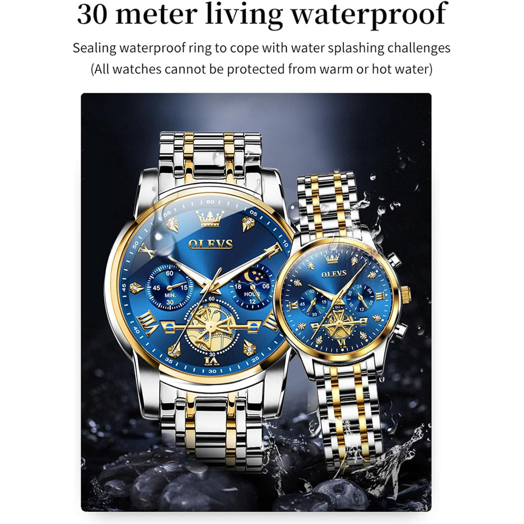 Olevs Couple Watch His And Her Set Matching Watch Mens Womens Diamond Romantic Valentine’S Day