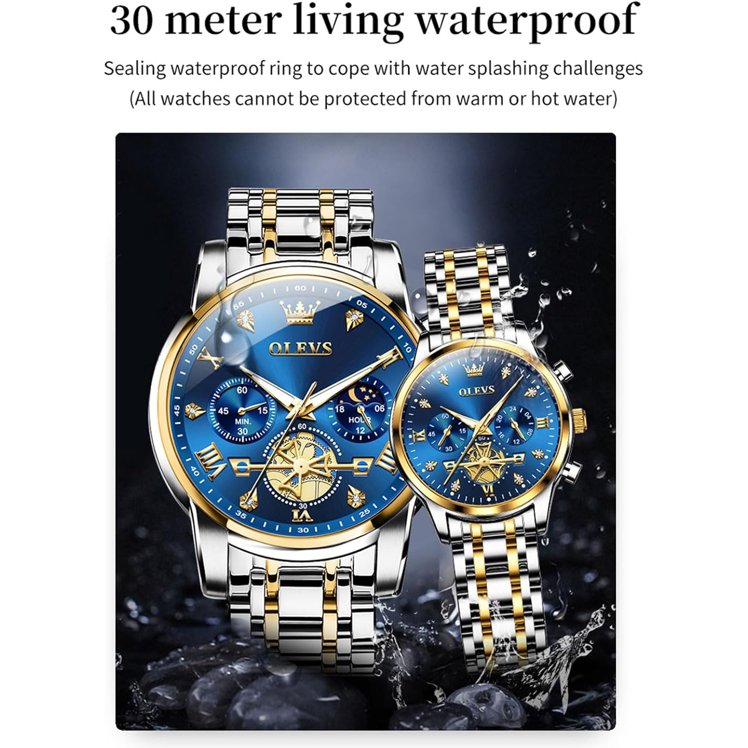 Olevs Couple Watch His And Her Set Matching Watch Mens Womens Diamond Romantic Valentine’S Day