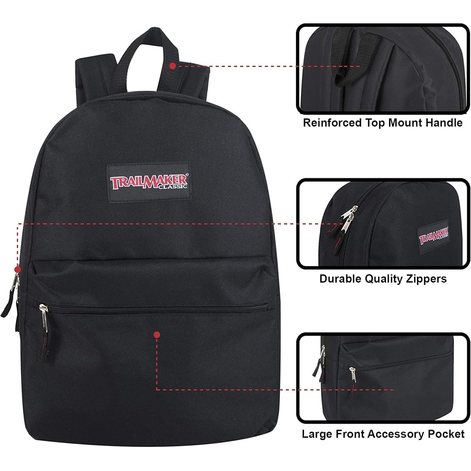 Trail Maker Backpack With School Supplies For Kids - 20 Piece Back To School Supplies With 17" Backpack (Black)