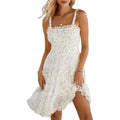 Women'S 2026 Summer Floral Dress Square Neck Strapped Swing A Line Beach Dress