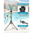 Standing Misters For Outside Patio, Adjustable Height 5.25Ft Misting System For Cooling Outdoor, Portable Water Mister With 26.5Ft Misting Line For Garden, Backyard,Bbq Party Pool Water Playing