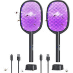 2 Pack Electric Fly Swatter 2 In 1 Bug Zapper Racket & Mosquito Zapper,4000V With Usb Charging Base，Powerful Mosquito Swatter With 3 Layers Of Safety Net Suitable For Indoor And Outdoor…