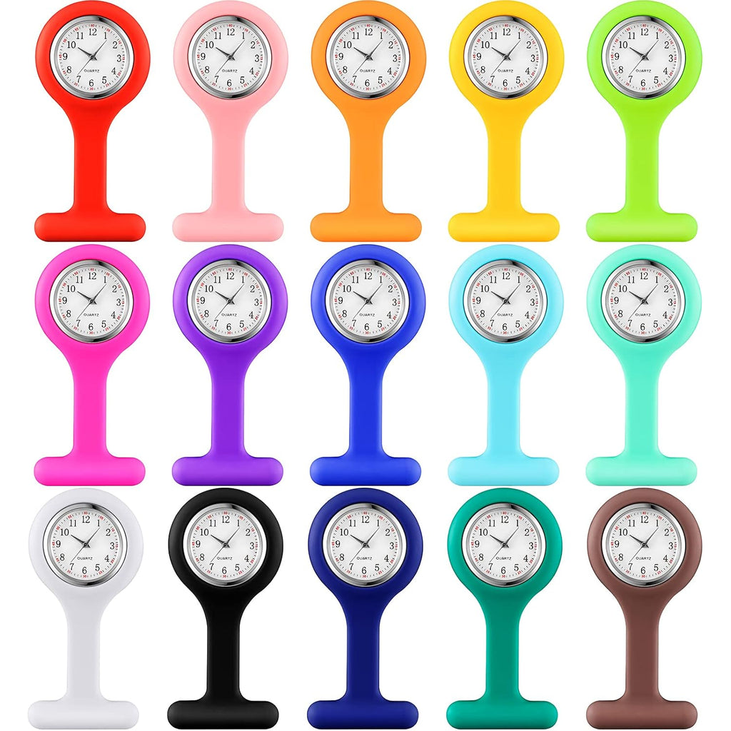 Kenning 15 Pack Clip On Nurse Watches For Women Men, Silicone Lapel Pin Pocket Fob Stethoscope Watch With Second Hand For Employee Appreciation Cna Week Doctor Nurse Student Graduation Gift