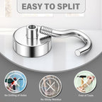 8 Pack Magnetic Hooks for Cruise Cabins, 25 LB Neodymium Magnets with Hooks, Heavy Duty Magnet Hooks for Hanging, Cruise Essentials 2026, Kitchen, Office, Towels, Curtains, Fridge (Silver)