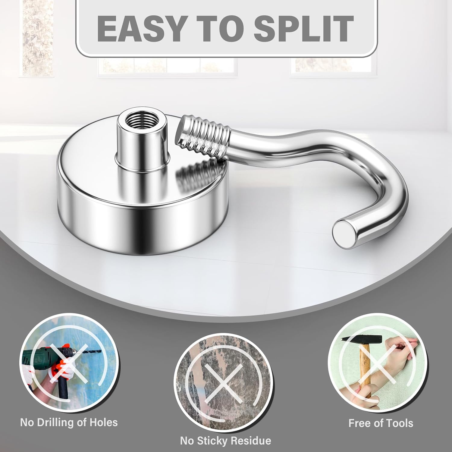 8 Pack Magnetic Hooks for Cruise Cabins, 25 LB Neodymium Magnets with Hooks, Heavy Duty Magnet Hooks for Hanging, Cruise Essentials 2026, Kitchen, Office, Towels, Curtains, Fridge (Silver)
