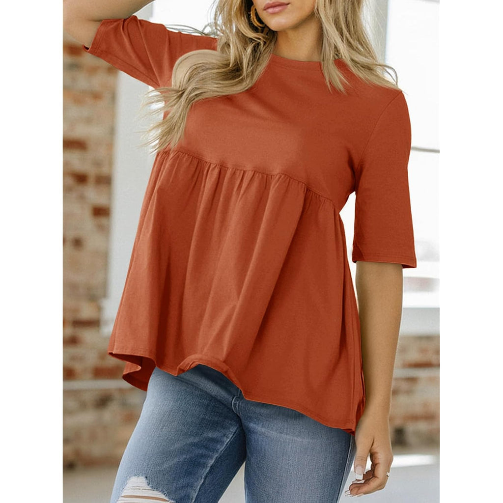 Cicy Bell Womens Summer Babydoll Tops Oversized Short Sleeve Crewneck T Shirts Casual Loose Plus Size Tunics
