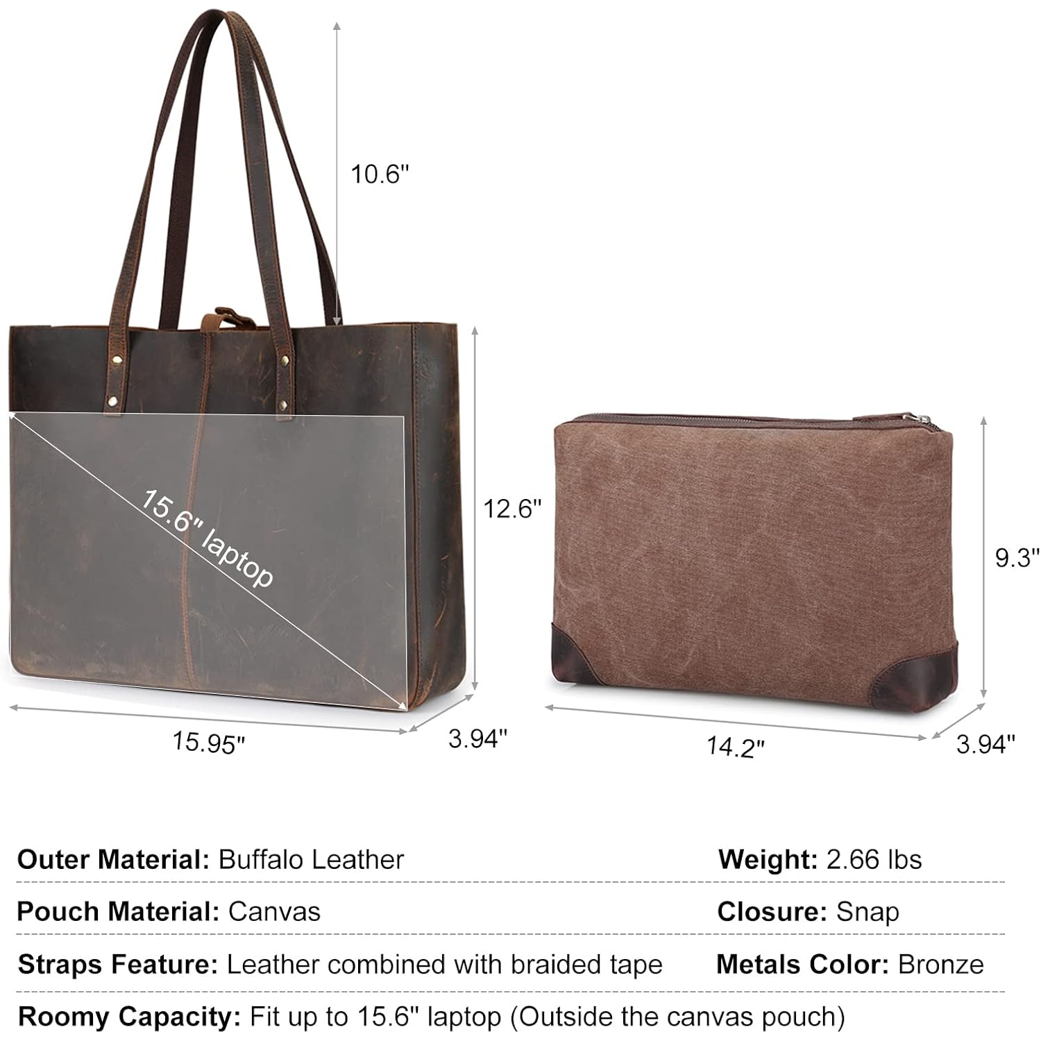 S-ZONE Genuine Leather Shoulder Tote Bag for Women Large Handbag Work Purse | Genuine Leather, Shoulder, Large, Work