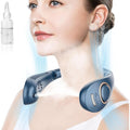 Neck Fan With Mist Spray, Bladeless Fans That Blow Cold Air, 5 Speeds, 2 Mist Modes, Usb-C Rechargeable, Led Battery & Wind Display, Folding For Outdoor Travel Work, Women Men Kids Gifts (Blue)