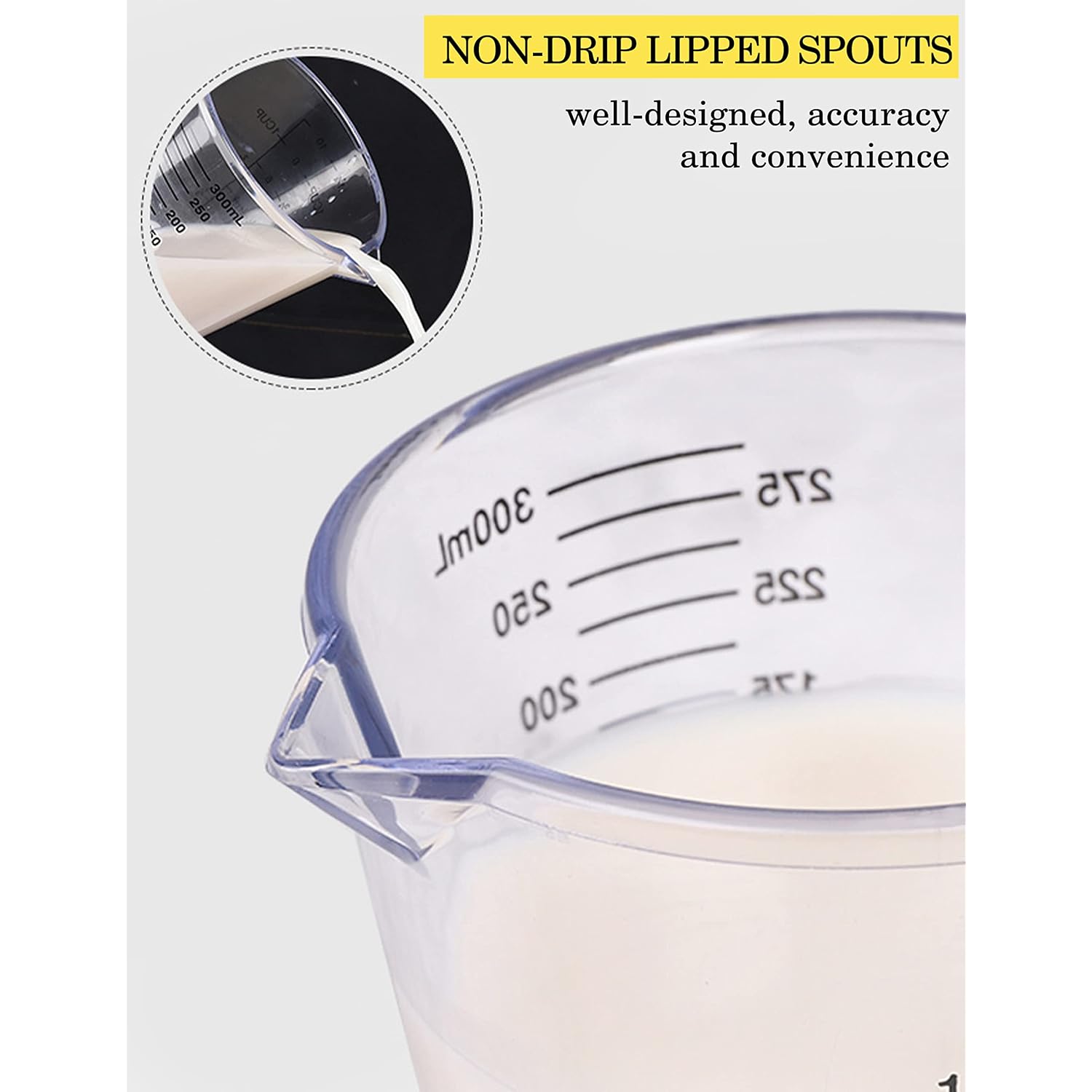 -Bingbing- Measuring Cups Set, Liquid Measuring Cups For 3 For Kitchen | Bpa Free Plastic Set With Spout Multiple Measurement Scales, Cup, Ml And Oz, (Clear)