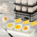 Evoloop Rapid Egg Cooker Electric 12 Eggs Capacity, Soft, Medium, Hard Boiled, Poached, Omelet Maker Egg Poacher & Vegetable Steamer, Bpa Free Tray