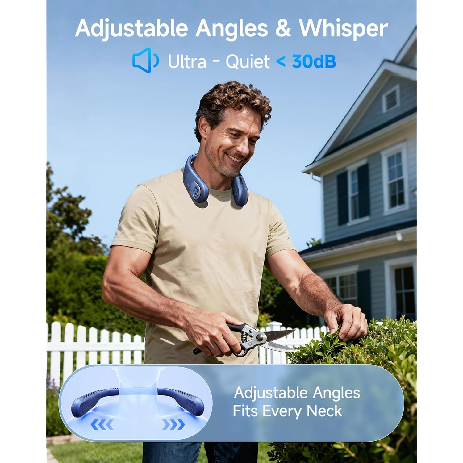 Sweetfull Portable Neck Fan: 5200Mah Bladeless Personal Fan | 4 Speeds, 20H Max Runtime, No Hair Twist Quiet Wearable Fan For Travel | Birthday Gifts For Men Women Mom Dad