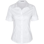 Womens Button Down Shirts Tailored Short Sleeve Shirt Basic Simple Stretch Wrinkle Free Formal Work Blouses