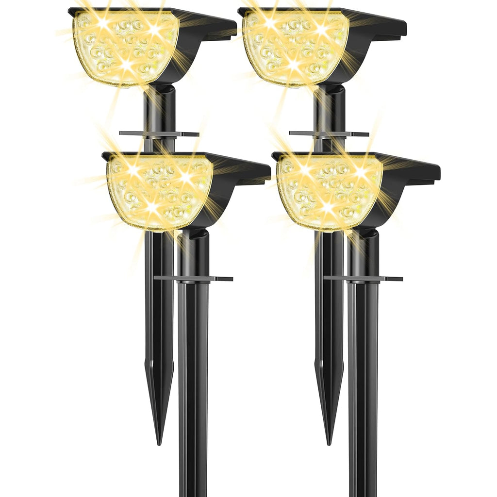 Solar Lights Outdoor Waterproof Ip65, Solar Powered 76 Led 3 Lighting Modes Solar Spot Lights Outdoor For Yard Garden Landscape Pathway (Warm White, 4 Pack)