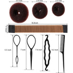 Willbond Hair Bun Shaper Set, 3 Pcs Hair Donut, 2 Pcs Bun Marker, 4 Pieces Ponytail Tool, 10 Pieces Bobby Pins And 2 Elastic Bands, Hairs Styling Accessories Maker Kit For Women(Brown）