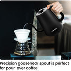 Chefman Gooseneck Electric Kettle, 0.8L Pour Over Tea Kettle For Coffee And Tea, One-Touch Operation, Boil-Dry Protection, Auto Shut-Off, Ultra-Fast Hot Water Boiler – Black