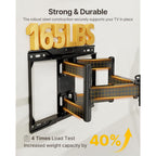 monTEK Heavy Duty TV Wall Mount for 37-90 inch TV up to 165lbs, 4X Load Tested, Full Motion with Dual Articulating Arms, Tool-Free Tilt, Swivel & Extend, VESA 200x100 to 600x400, Fits 12“/16" Studs