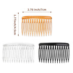 Hair Side Combs For Women Fine Thin Hair, 14 Teeth Decorative Hair Combs For Women Girls Bridal Wedding Veil (Black, Transparent And Orange)