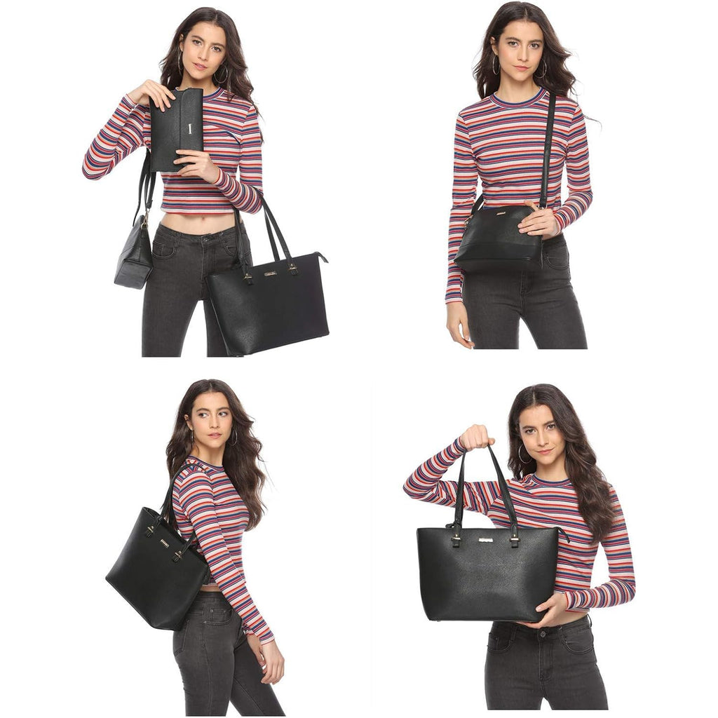 Women Fashion Handbags Wallet Tote Bag Shoulder Bag Top Handle Satchel Purse Set 4Pcs