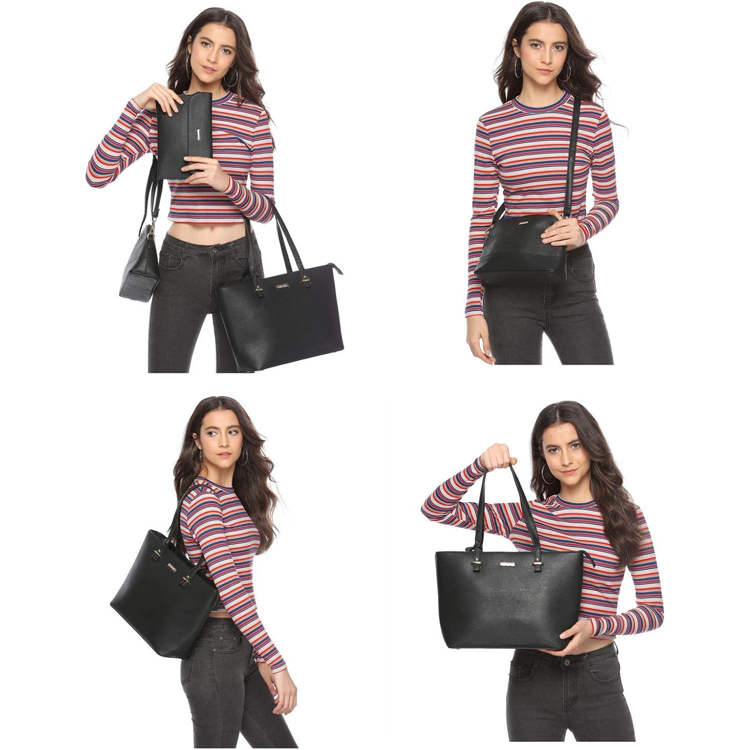 Women Fashion Handbags Wallet Tote Bag Shoulder Bag Top Handle Satchel Purse Set 4Pcs