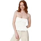 Amazon Essentials Women'S Regular-Fit Smocked Cotton Stretch Poplin Tank