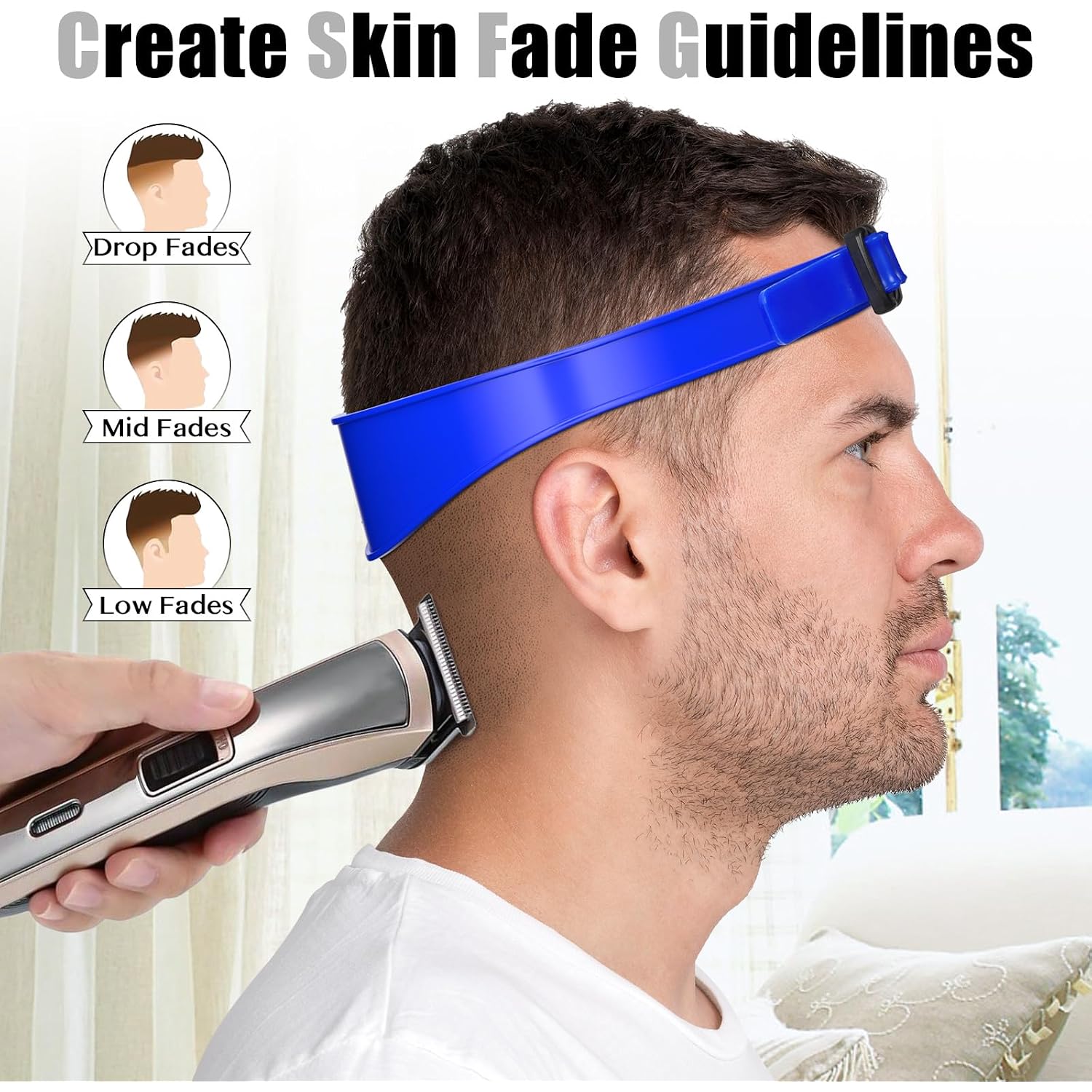 Neckline Shaving Template And Adjustable Hair Trimming Guide, Blue | Diy Self Haircutting System, Clean And Straight Neck Hairline, Soft Portable, Blue