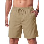 Magcomsen Men'S Casual 7 Inch Shorts Chino Water Shedding Elastic Waist Summer Shorts With Zipper Pockets
