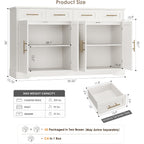 Hostack 60" W Sideboard Buffet Cabinet With Storage, Kitchen Cabinet, White | 36" Tall Kitchen Buffet Storage Cabinet With 4 Drawers, Large Coffee Bar Cabinet, Modern Buffet Table For Dining Living Room