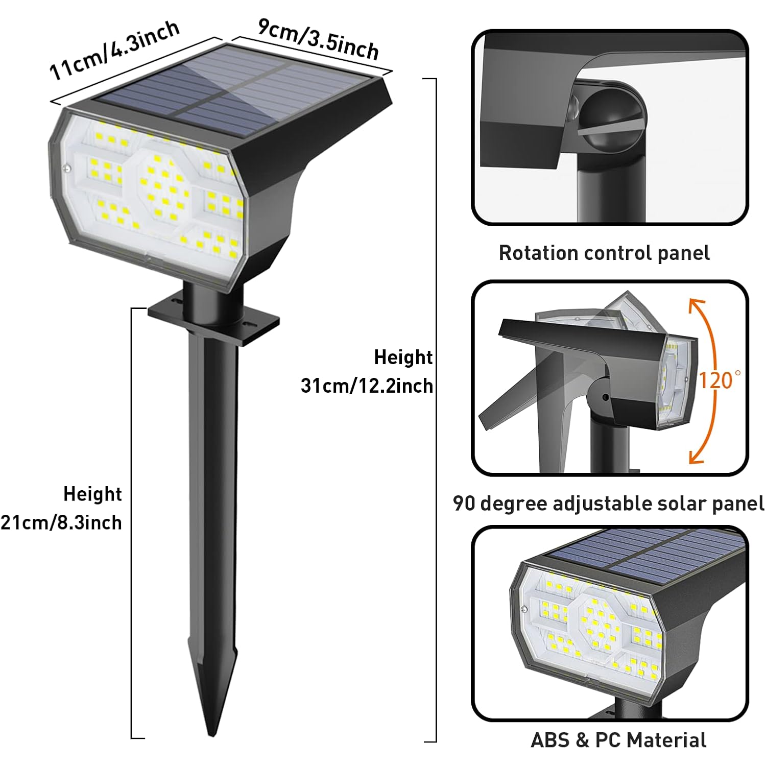 Nymphy Solar Lights Outdoor Waterproof Ip68, 56 Led 3 Lighting Modes Solar Powered Garden Yard Spot Solar Lights For Outside Landscape- 4 Pack (Cool White)
