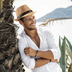 5 Pack Short Brim Fedora Classic Summer Beach Sun Hat Panama Cap for Men Women 5pack-black