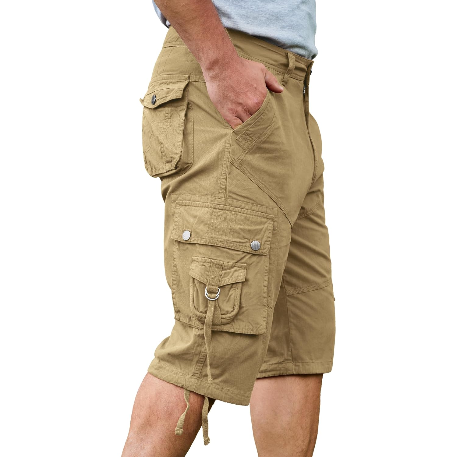 Cargo Shorts For Men Multi Pockets Mens Shorts Twill Below Knee 13 Inches Cotton Relaxed Fit Hiking Outdoor Work