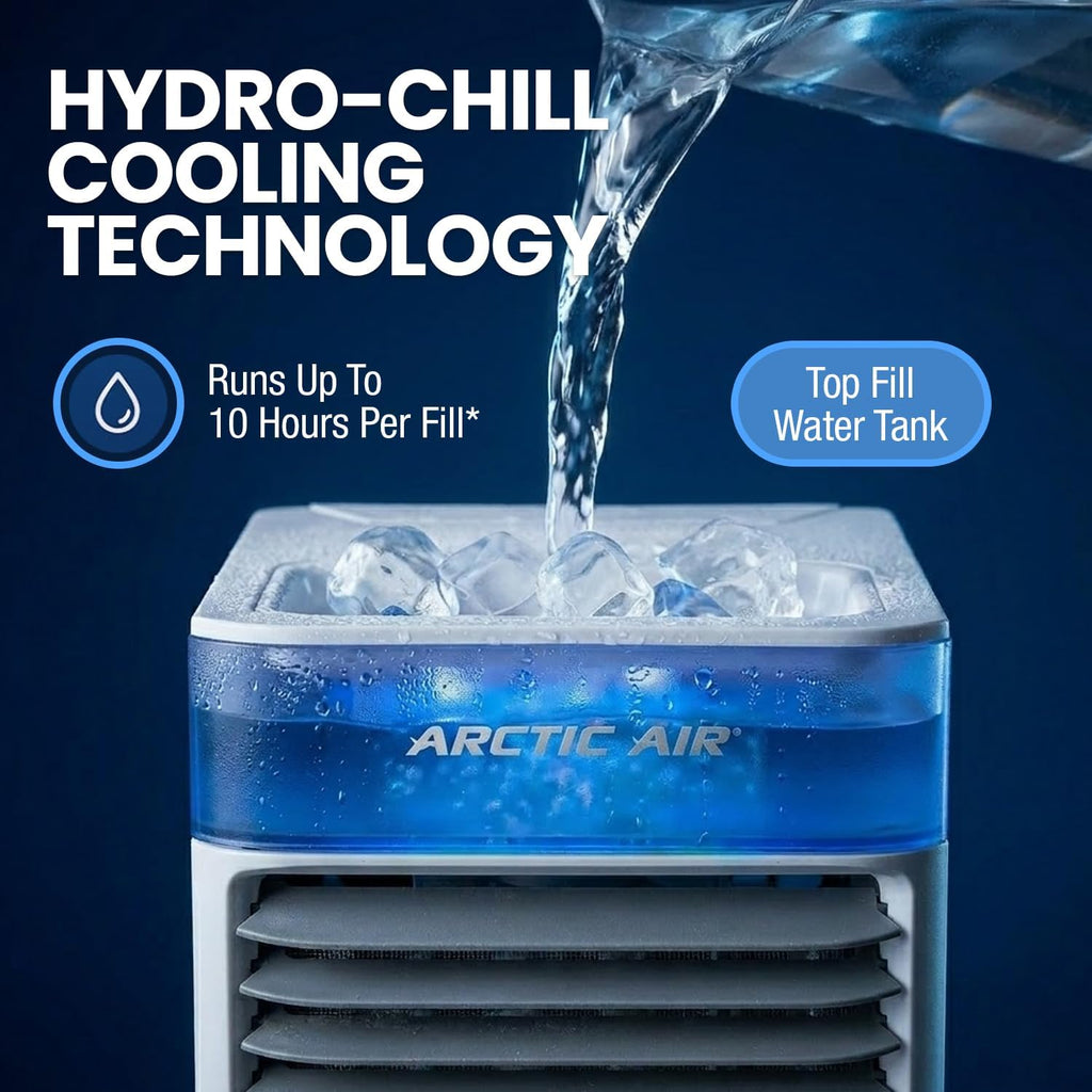 Arctic Air Pure Chill 2.0 Evaporative Air Cooler By Ontel - Powerful, Quiet, Lightweight And Portable Space Cooler With Hydro-Chill Technology For Bedroom, Office, Living Room & More,Blue