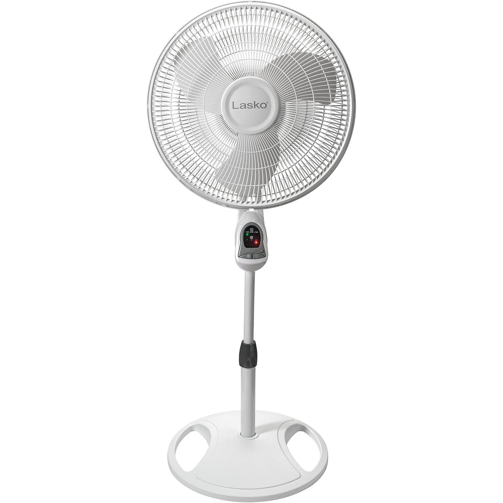 Lasko Oscillating Adjustable Pedestal Stand Fan With Timer And Remote For Indoor, Bedroom, Living Room, Home Office & College Dorm Use, 16 Inch, White, 1646