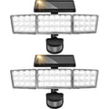 Solar Lights Outdoor, 3500Lm 168 Led Motion Sensor Solar Flood Lights, 3 Heads 300° Wide Angle, 3 Modes Ip65 Waterproof Solar Security Lights For Yard Garden Patio, 2 Pack (Black)