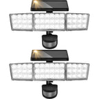 Solar Lights Outdoor, 3500Lm 168 Led Motion Sensor Solar Flood Lights, 3 Heads 300° Wide Angle, 3 Modes Ip65 Waterproof Solar Security Lights For Yard Garden Patio, 2 Pack (Black)