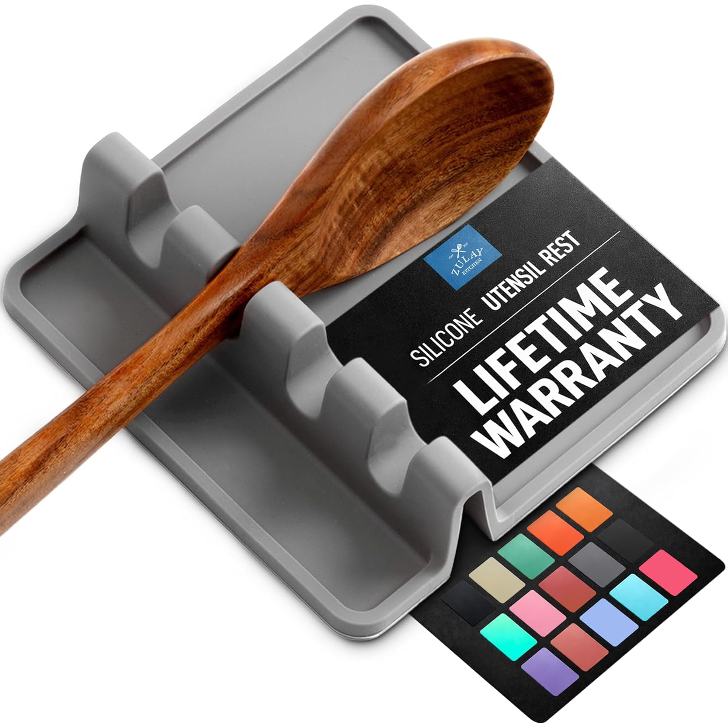 Zulay Kitchen Spoon Rest for Multiple Utensils High Heat-Resistant Silicone Drip Pad, BPA-Free Spoon Holder for Stove Top, Kitchen Gadget Holder for Ladles, Tongs, Cooking Spatula - Makes Great Gift