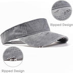 ANDICEQY Sport Retro Ripped Sun Visor Hats Adjustable Empty Top Baseball Cap Cotton Ball Caps for Women and Men