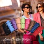 Women Vegan Leather Wallet Bifold Clutch Large Capacity Card Organizer Buckle Long Purse for Girls Candy Color