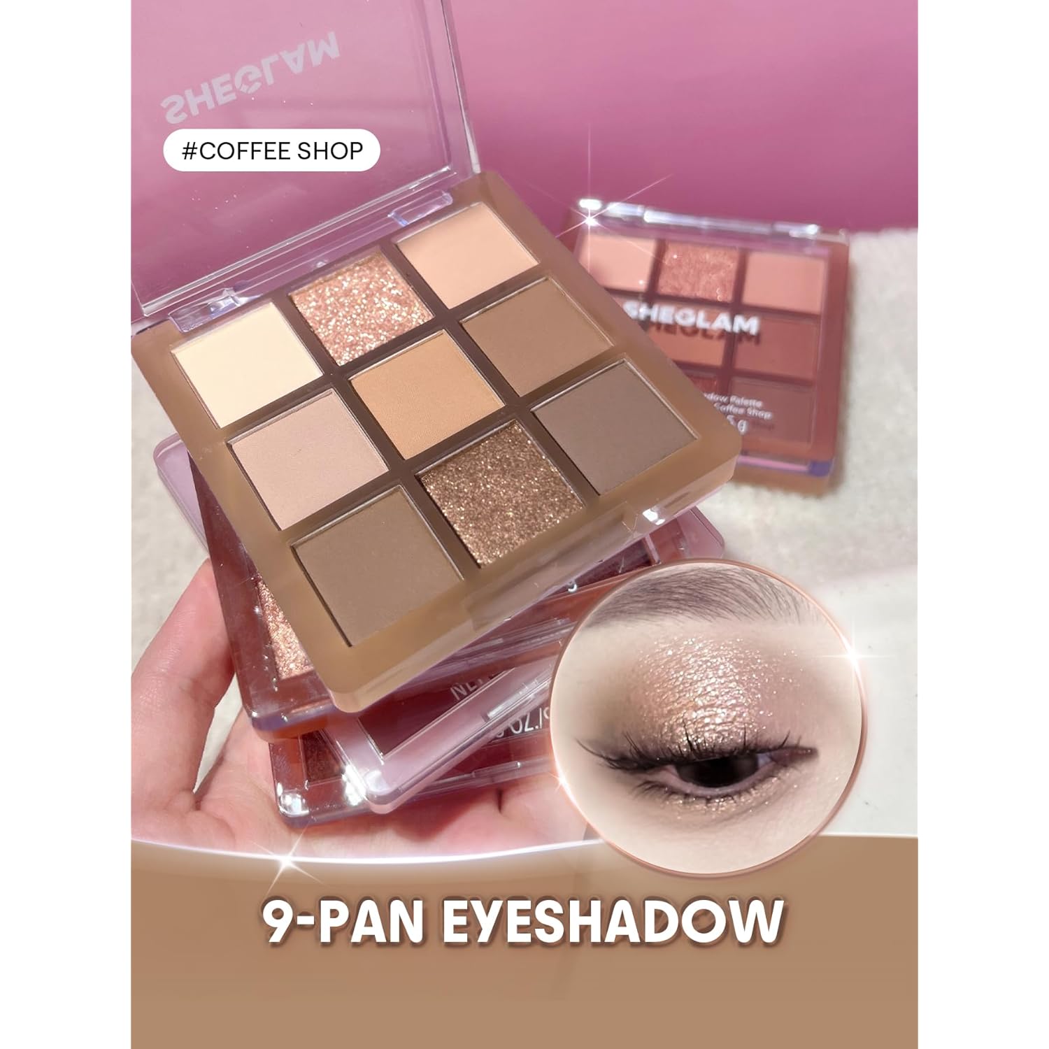 SHEGLAM Eyeshadow Palette 9-Color Ultra-pigmented Shimmer & Matte Shades, Vegan & Cruelty-free-Coffee Shop