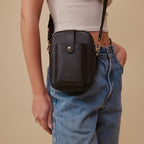 Bandolier Dillon Bag Crossbody | Stylish Pebble Leather Bag | Adjustable Strap, Exterior Slip Pocket | Bags for Women