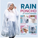 20-Pack Emergency Disposable Rain Ponchos For Adults – 100% Waterproof With Hood | Clear Lightweight Unisex Raincoats For Camping, Hiking & Travel
