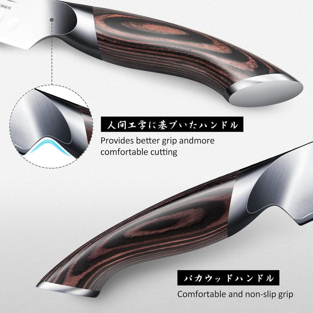 Hoshanho Carving Knife Set 3Pcs, Japanese High Carbon Steel Brisket Slicing Knife Sets With Ergonomic Pakkawood Handle, Butcher Knife Breaking Knife Boning Knife For Meat Cutting