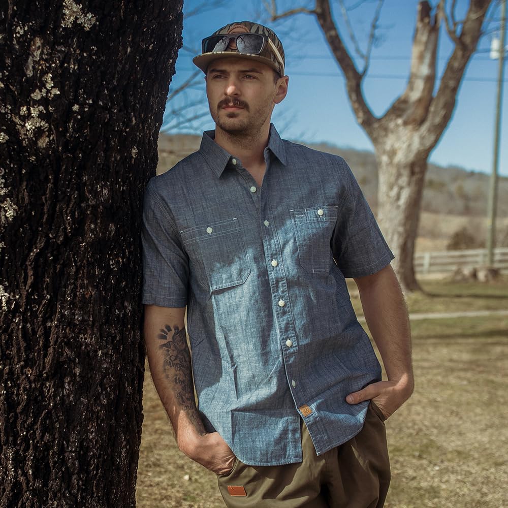 Dubinik® Men'S Short Sleeve Chambray Shirt Regular Fit