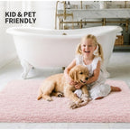 Ilango Pink Bathroom Rugs 24" × 17" Non Slip & Super Absorbent Extra Thick Soft, Washable Bath Mat For Floor, Non Shedding Microfiber Plush Holiday Bath Rug With Rubber For Shower Sink