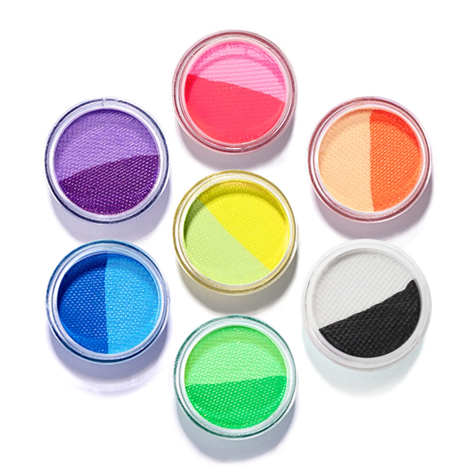 Water Activated UV Eyeliner Palette – 14 Color Neon Graphic Liner Makeup, Fluorescent Glow Blacklight Reactive Face & Body Paint for Rave, Festival, Halloween & Cosplay