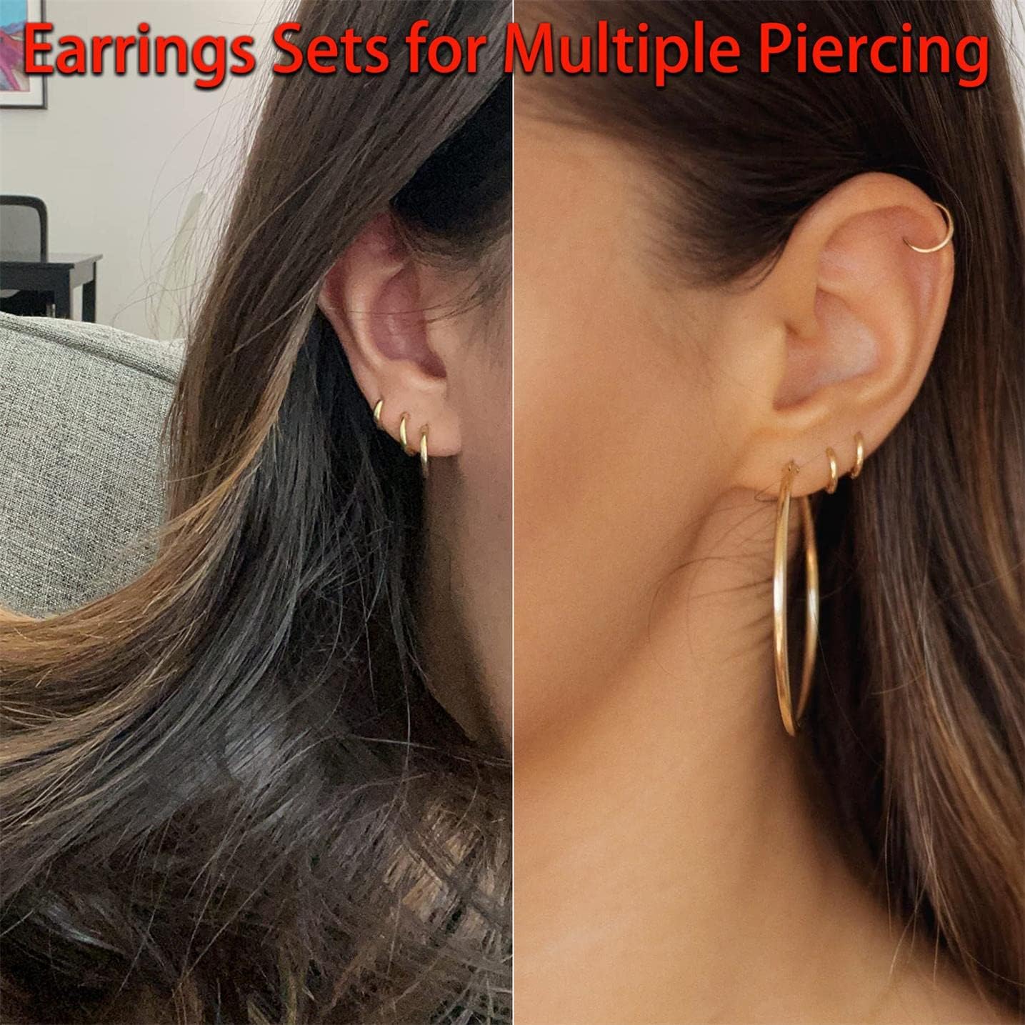 Small Gold Hoop Earrings Lightweight: Hinged Huggie Hoop Earrings for Lobe Cartilage Helix Tiny Hoops Earrings in Silver Black for Women Men